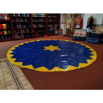Piste kleed | Circuszeil | Diameter 4 meter blauw/geel kartelrand